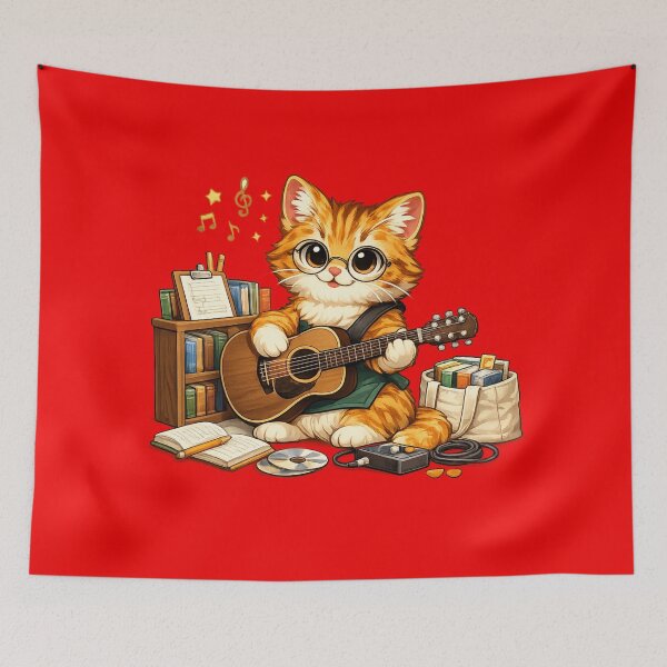Item preview, Funny Kitty Playing Guitar Aesthetic designed and sold by Wild Horizon Studio.