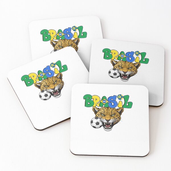 Item preview, Brazil Soccer Jaguar Mascot - Fierce Brasil Football designed and sold by Sarah'sCreativeLab.