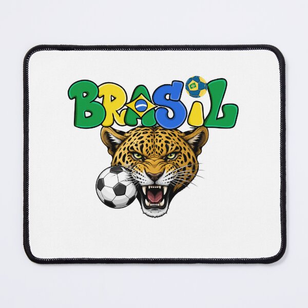 Item preview, Brazil Soccer Jaguar Mascot - Fierce Brasil Football designed and sold by Sarah'sCreativeLab.