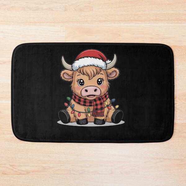 Item preview, Cute Highland Cow Santa Hat Christmas Lights designed and sold by SiarheiYur.