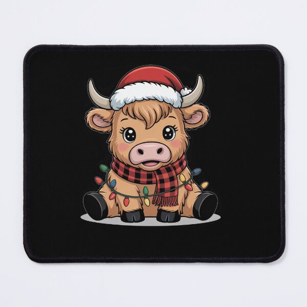 Item preview, Cute Highland Cow Santa Hat Christmas Lights designed and sold by SiarheiYur.