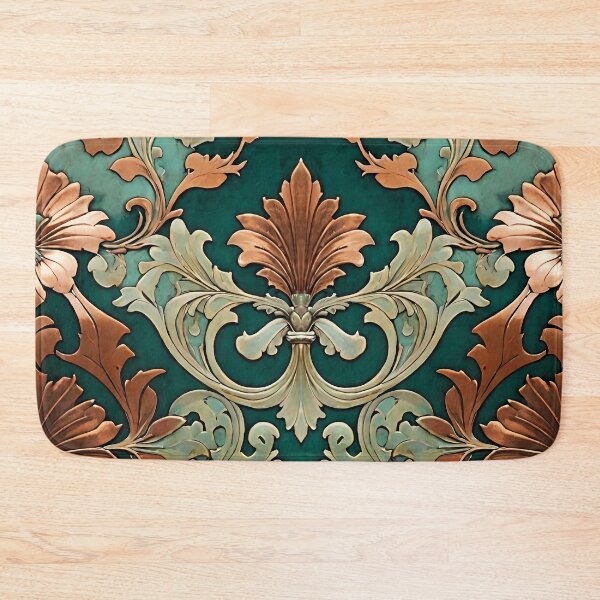 Item preview, Baroque Acanthus Damask Pattern Copper Teal designed and sold by Tammy Winand Arts.