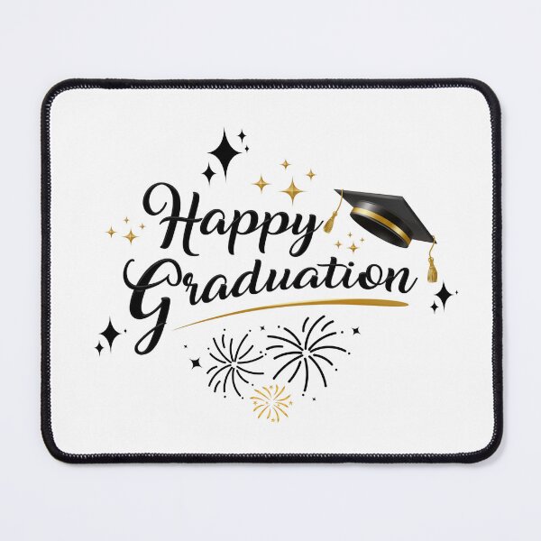 Item preview, Happy Graduation with Black Graduation Hat, Stars & Fireworks designed and sold by jeweleddesigns.