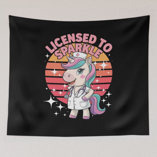 Item preview, Licensed To Sparkle Cute Nurse Unicorn Retro Sunset Nurse Life designed and sold by yoddel.