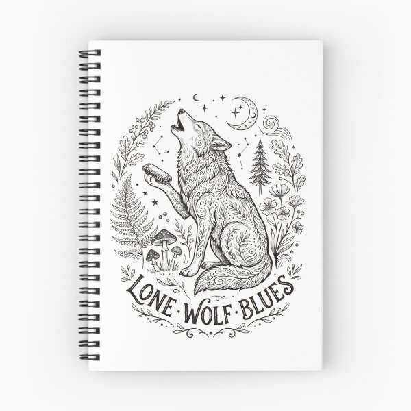 Item preview, Lone Wolf Blues Vintage Engraving Harmonica Floral Illustration designed and sold by Ortsas.