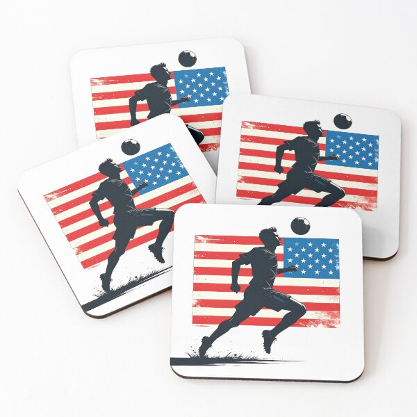 Item preview, USA Soccer Player Art — American Football Flag Action Fan Print designed and sold by icemanphotos.