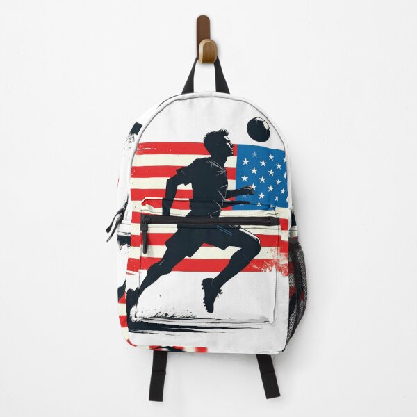 Item preview, USA Soccer Player Art — American Football Flag Action Fan Print designed and sold by icemanphotos.
