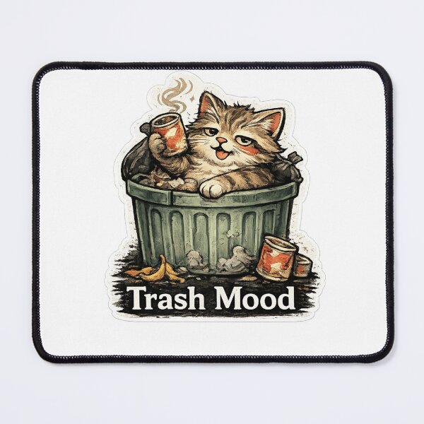 Item preview, Trash Mood Cat Sticker | Funny Relatable Lazy Cat Meme Design designed and sold by Dada-arts.