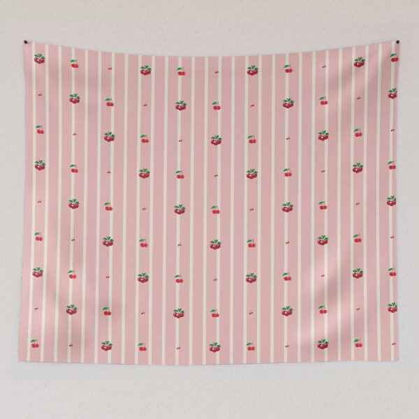 Item preview, Cherries pattern design over stripes designed and sold by AlicinaM.