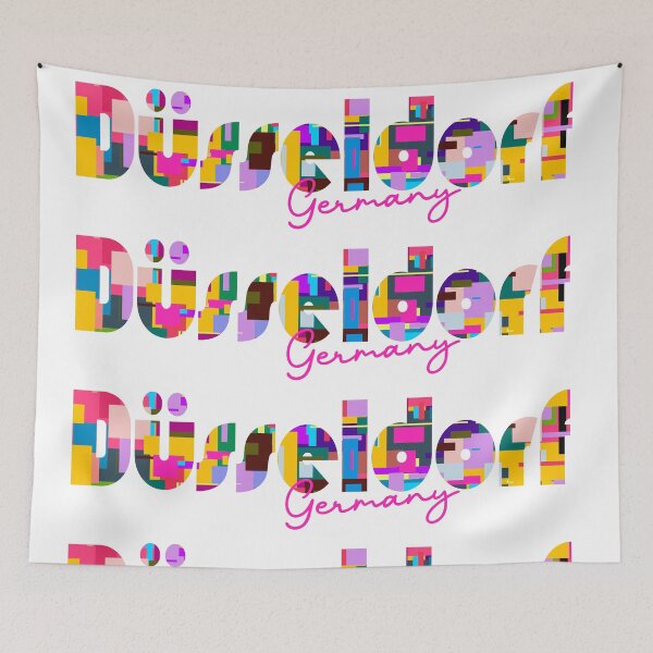 Item preview, Düsseldorf, Germany, Vibrant Abstract City Typography Art designed and sold by Wanderful-roads.
