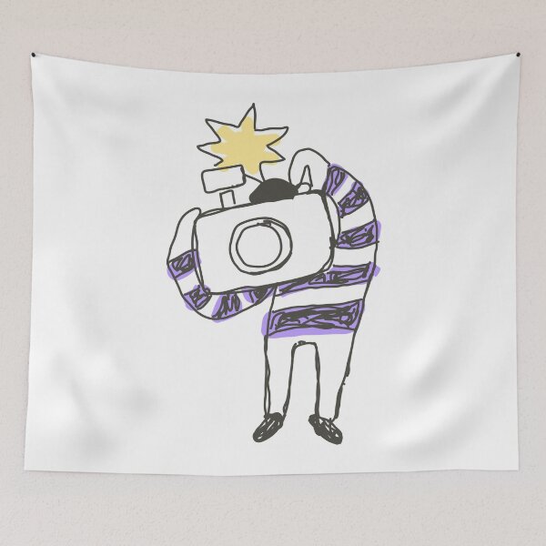 Item preview, Cute camera man (purple stripes) designed and sold by Boy and Belugee.