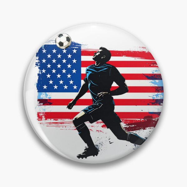 Item preview, USA Soccer Player Art — American Football Flag Action Fan Print designed and sold by icemanphotos.