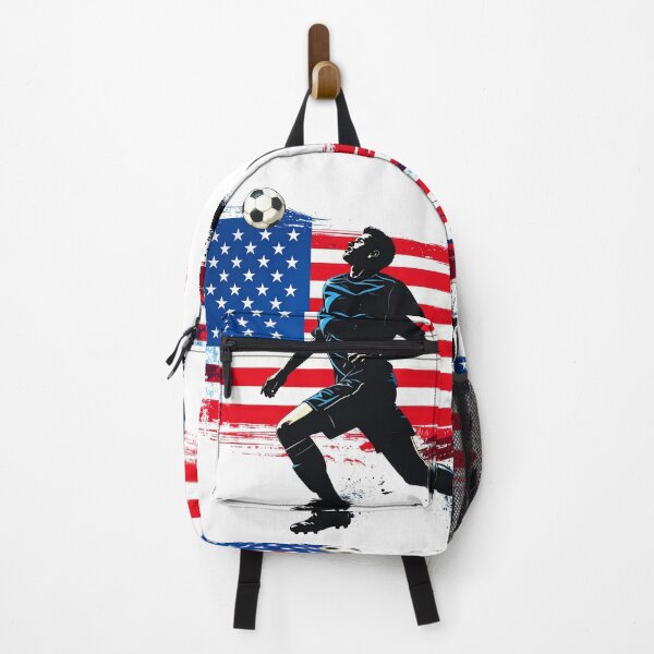Item preview, USA Soccer Player Art — American Football Flag Action Fan Print designed and sold by icemanphotos.