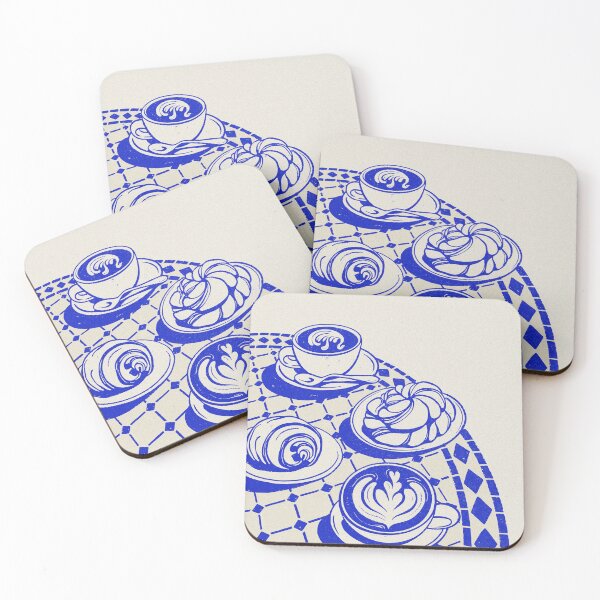 Item preview, Blue Café Table Illustration designed and sold by Dossen Design.