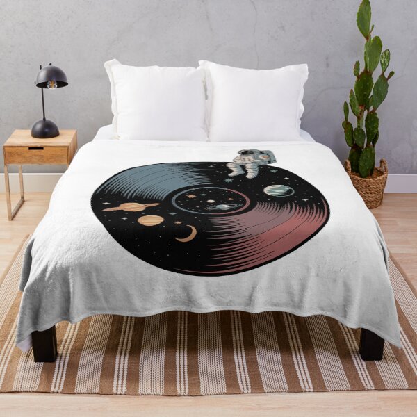 Item preview, Astronaut Sitting On Cosmic Vinyl Record With Planets Retro Space Music Art designed and sold by yoddel.