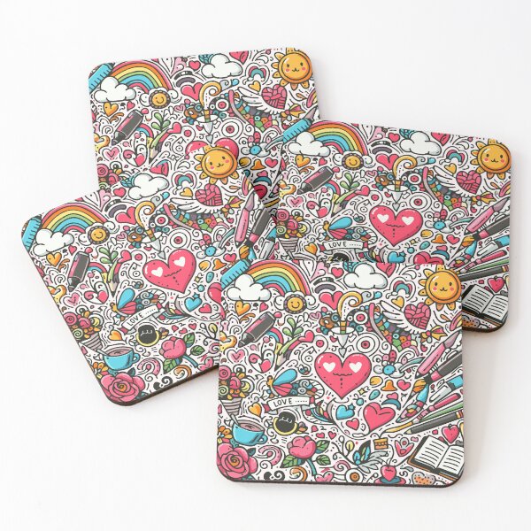 Item preview, Cute Valentine Heart Rainbow Doodle Pattern designed and sold by NerdiPop.