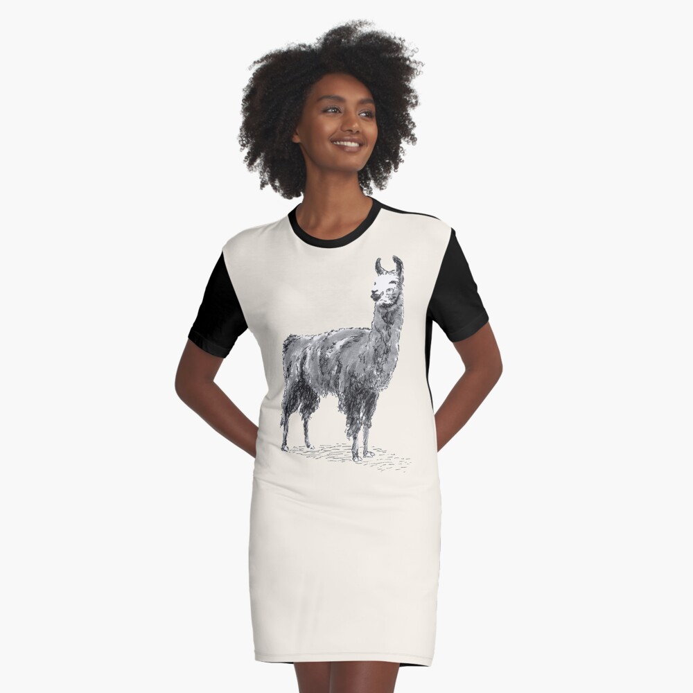 Happy Llama Graphic T-Shirt Dress
