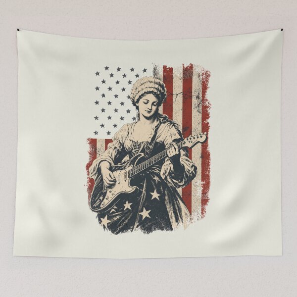Item preview, Betsy Ross Playing Guitar American Flag designed and sold by SunfullyYours.