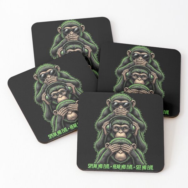 Item preview, Neon Wise Monkeys Speak Hear See No Evil designed and sold by TshirtsOnline-.
