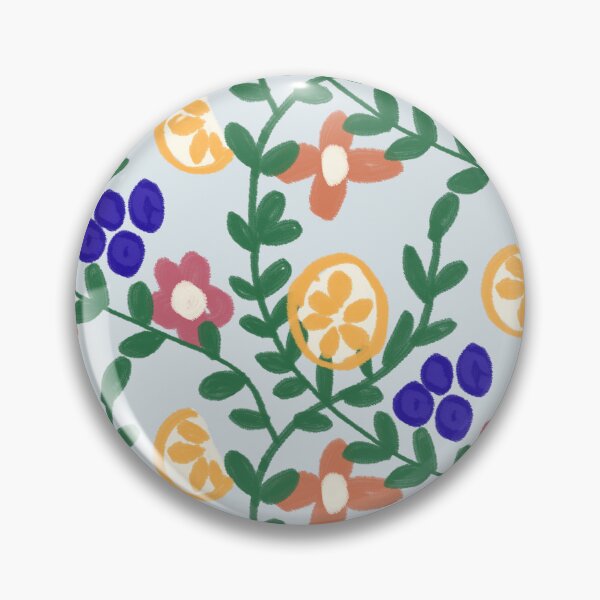 Item preview, Blueberry Lemon Citrus Botanical Pattern — Painterly Fruit & Wildflower Toss on Powder Blue designed and sold by Patterns & Love .