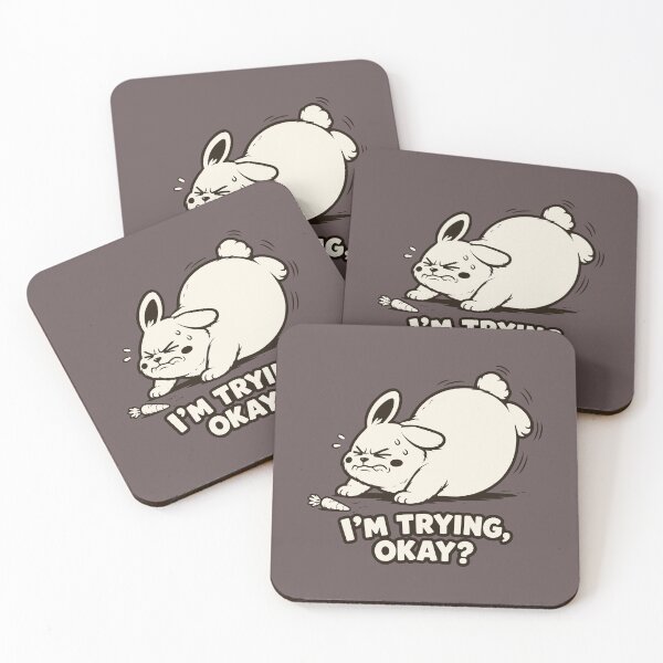 Item preview, I'm Trying Okay Funny Fat Bunny Gym Workout Meme. designed and sold by MalisoStickers.