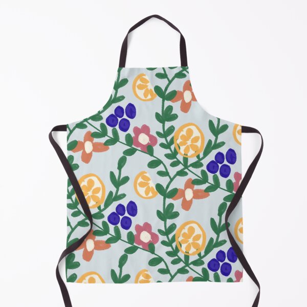 Item preview, Blueberry Lemon Citrus Botanical Pattern — Painterly Fruit & Wildflower Toss on Powder Blue designed and sold by Patterns & Love .