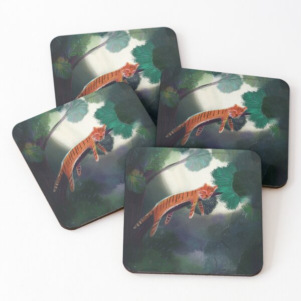 Item preview, Sleeping Tiger Jungle Canopy Whimsical Forest Animal Art designed and sold by ArtbyLanaN.