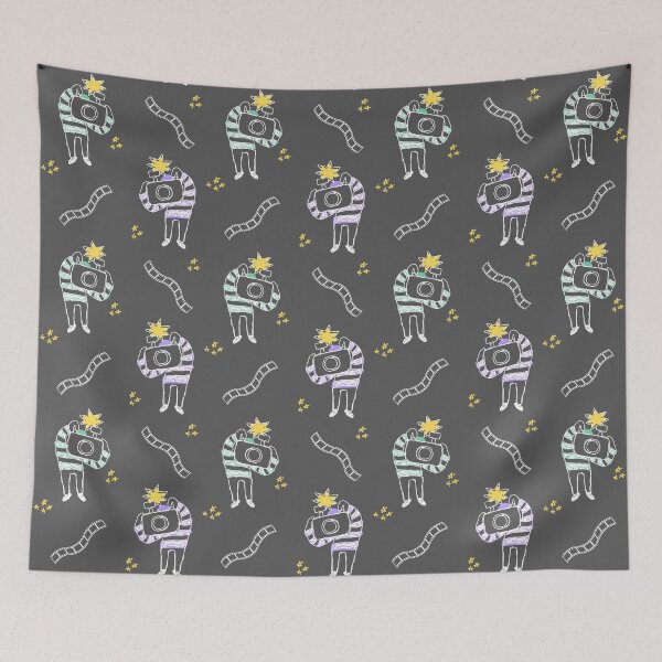 Item preview, Cute camera man pattern (white on black) designed and sold by Boy and Belugee.