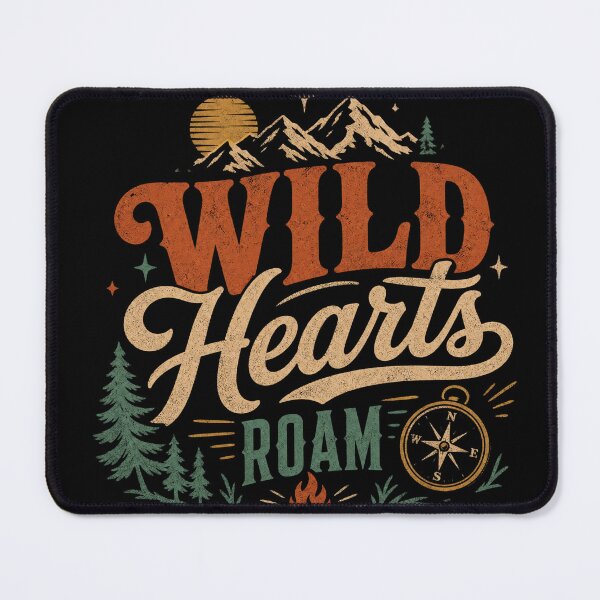 Item preview, Wild Hearts Roam Vintage Mountain Camping Design designed and sold by Creatby7030.