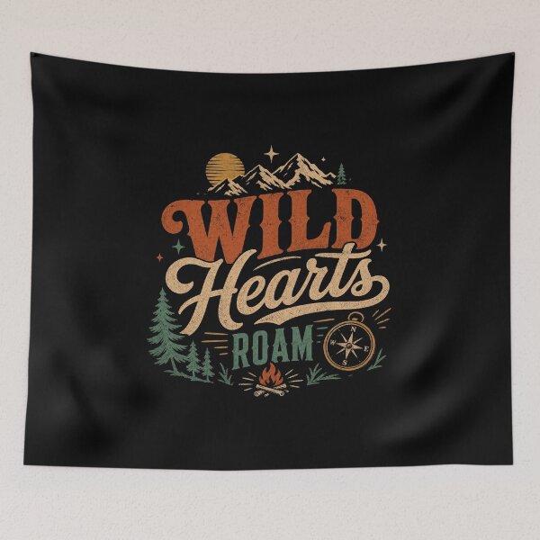 Item preview, Wild Hearts Roam Vintage Mountain Camping Design designed and sold by Creatby7030.