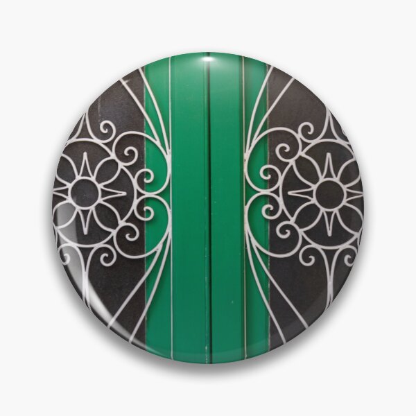 Item preview, Ornate Green Double Door With Decorative White Wrought Iron Panels And Floral Scrollwork designed and sold by Nmallia.