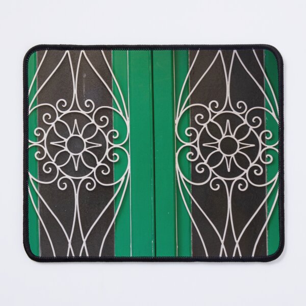 Item preview, Ornate Green Double Door With Decorative White Wrought Iron Panels And Floral Scrollwork designed and sold by Nmallia.
