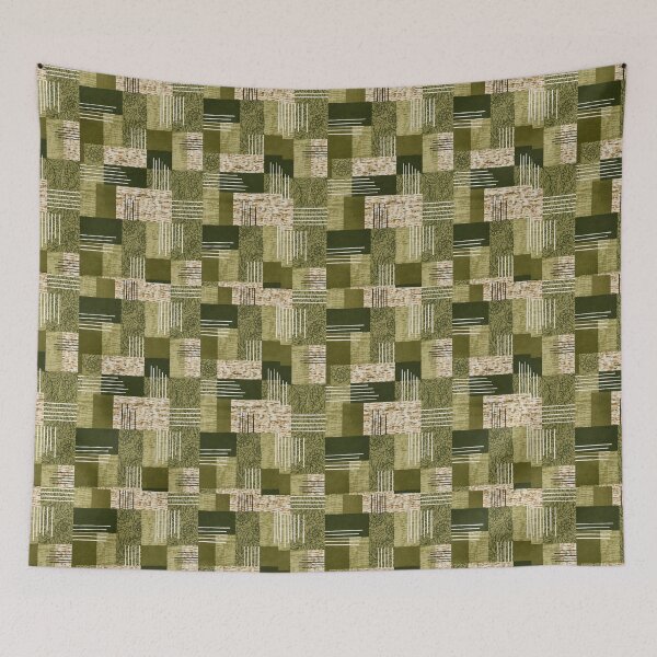 Item preview, Vintage Olive Green Geometric Patchwork Pattern designed and sold by CoolGTees.