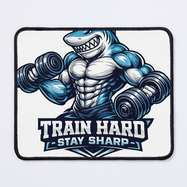 Item preview, Train Hard Stay Sharp Gym Shark Bodybuilding designed and sold by Digistore1221.