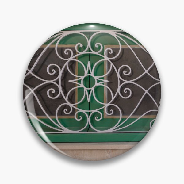 Item preview, Decorative Green Window With Ornamental White Metal Grille Set in Beige Stone Wall designed and sold by Nmallia.