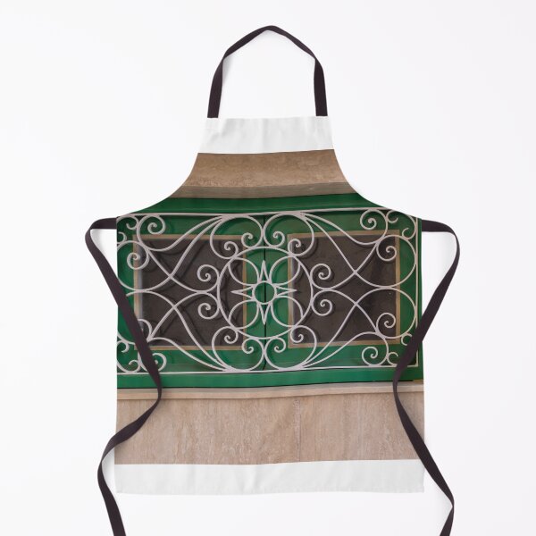 Item preview, Decorative Green Window With Ornamental White Metal Grille Set in Beige Stone Wall designed and sold by Nmallia.