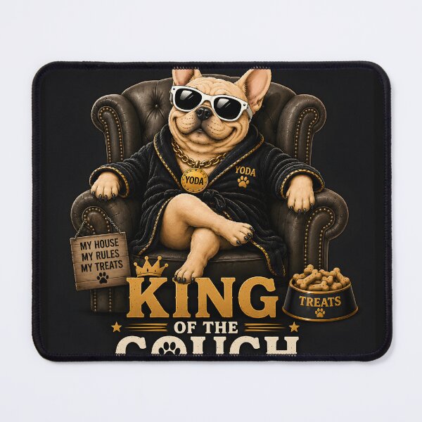 Item preview, French Bulldog King Of The Couch designed and sold by MischiefPaws.