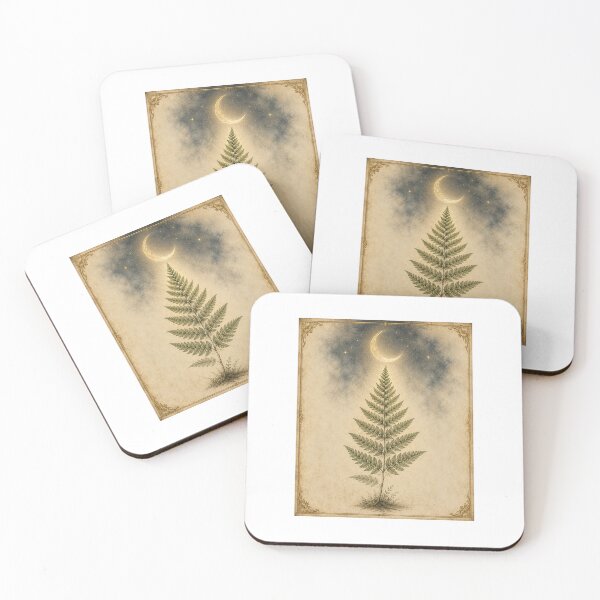 Item preview, Moonlit Fern Botanical Print — Celestial Cottagecore Woodland Wall Art designed and sold by Brackenlume Studio.