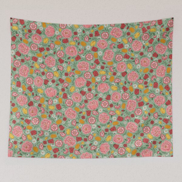 Item preview, Romantic Cottage Garden Floral – Peonies, Roses & Spring Blooms (sage green) designed and sold by vaner-vaner.