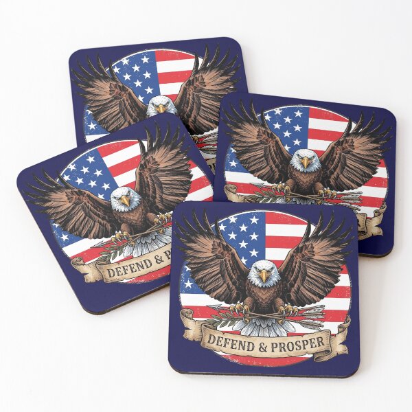 Item preview, Defend & Prosper - Vintage Patriotic Bald Eagle & US Flag designed and sold by ElNiro.
