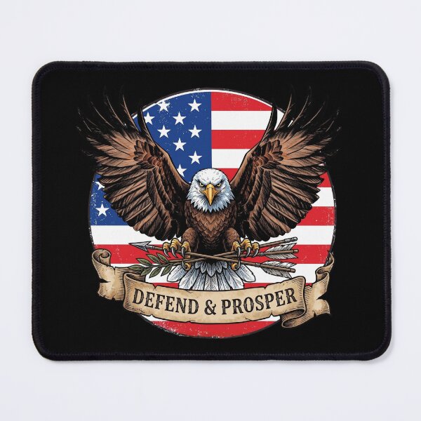Item preview, Defend & Prosper - Vintage Patriotic Bald Eagle & US Flag designed and sold by ElNiro.