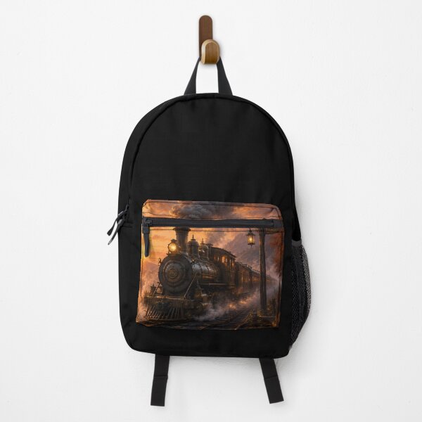 Item preview, Steam Locomotive at Sunset | Vintage Railway Art designed and sold by ManJiangHong.