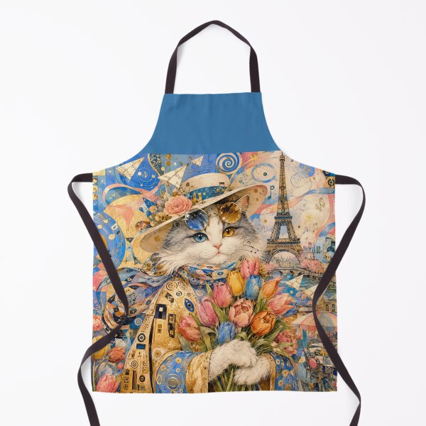 Item preview, Parisian Cat with a Bouquet of Tulips - Art Nouveau, Klimt, Eiffel Tower designed and sold by Natalia-Vlad.