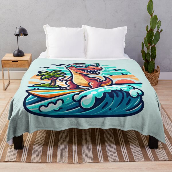 Item preview, Cute T-Rex Dinosaur Surfing on a Wave designed and sold by NerdiPop.