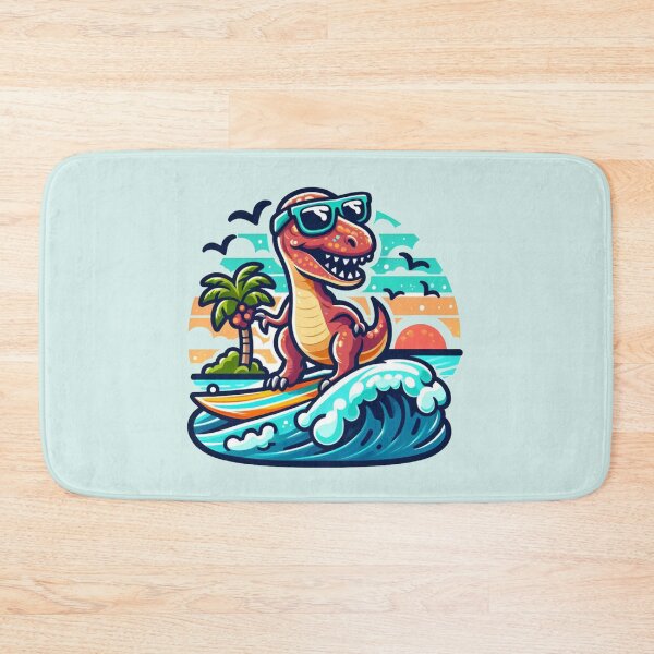 Item preview, Cute T-Rex Dinosaur Surfing on a Wave designed and sold by NerdiPop.