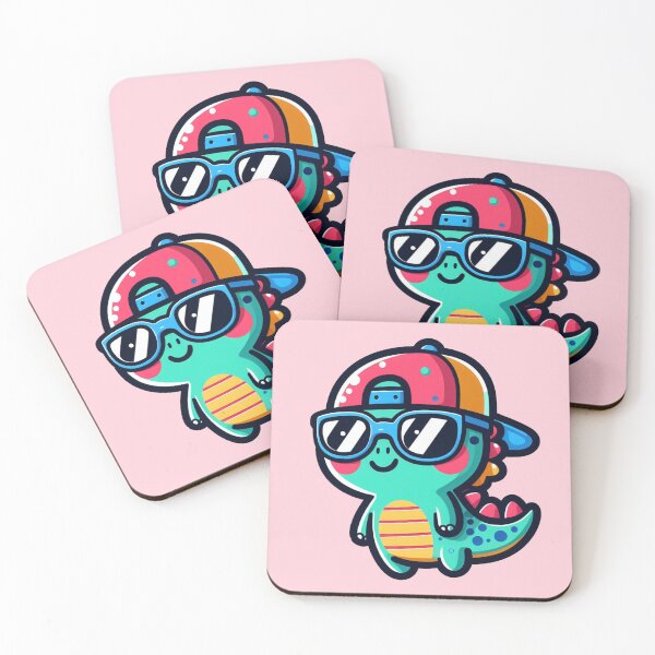 Item preview, Cute Dinosaur with Sunglasses and Baseball Cap designed and sold by NerdiPop.