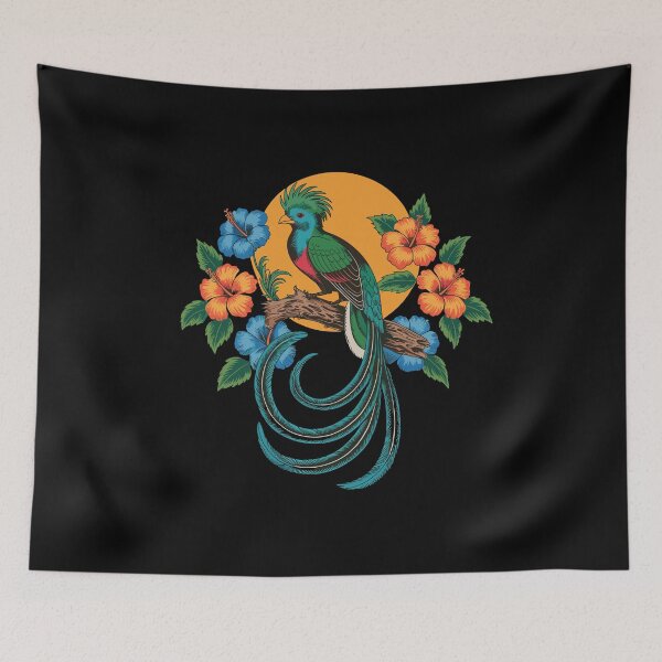 Item preview, Resplendent Quetzal Tropical Bird With Hibiscus Flowers Sunset Jungle designed and sold by yoddel.