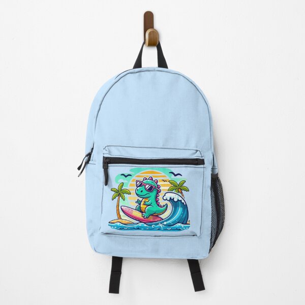 Item preview, Cute Dinosaur Surfing at Sunset designed and sold by NerdiPop.