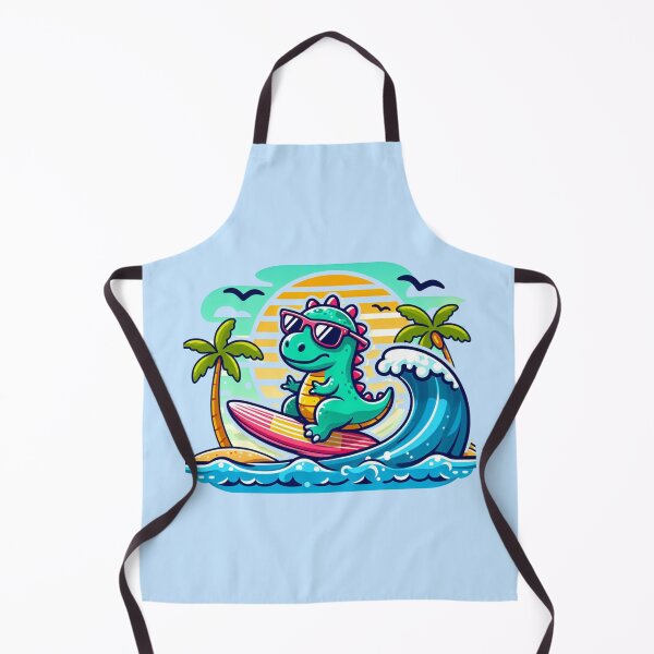 Item preview, Cute Dinosaur Surfing at Sunset designed and sold by NerdiPop.