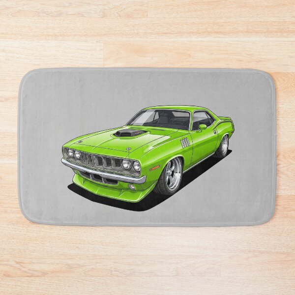 Item preview, Classic 1971 Plymouth Cuda 426 HEMI Green Muscle Car Illustration designed and sold by Motorline44.